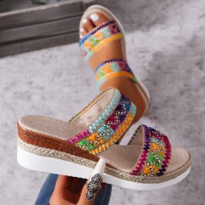 [Free Shipping] WomenS Wedge Sandals 2026 New Model Large Size 43 Rope Sole Thick Sole Peep-Toe Sandals For Women In Stock