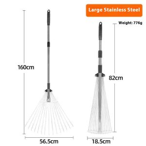 Garden leaf rake foldable for quick cleaning of lawns yards clearing and turning soil cleaning up fallen leaves