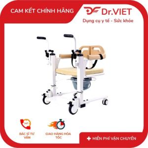 Xe lăn nâng hạ bệnh nhân đa năng có bô vệ sinh – khung thép chắc chắn hỗ trợ di chuyển và chăm sóc tại nhà