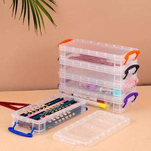 YUDESHUI Transparent Pencil Case Plastic Large Capacity Sketch Art Box Simple Thickened Sketching Pen Case Student