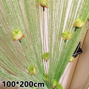 MUSASI Hoa Hồng Rèm cửa Tua rua 100x200cm Rèm dây tiền đình Tự dính Rèm ngăn Dành cho phòng khách