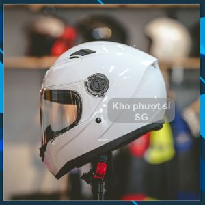 Mũ phượt bảo hiểm trùm đầu AGU trắng bóng cực ngầu - Nón bảo hiểm fullface AGU cho biker