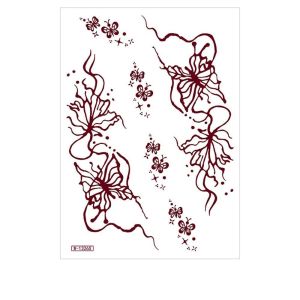 BAIXL Red Mehndi Stickers Henna Tattoo Stickers Water Transfer Decals Fake Tattoo for Women Body Art Sticker Red Lace Henna Tattoo Legs Arm Temporary Tattoo Women/Lady
