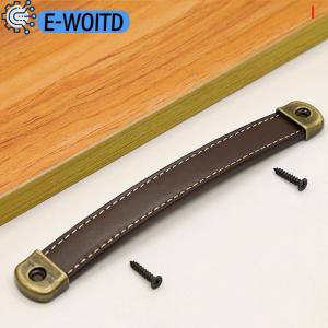 E-WOITD  Furniture Handles Cowhide Wardrobe Drawer Door Pull Leather Kitchen Cabinet Handles Hardware Door Handle