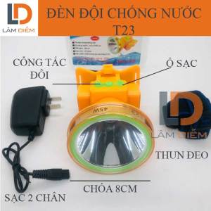 Đèn pin đội đầu siêu sáng ĐÈN ĐỘI ĐÂU PIN SẠC SIÊU SÁNG KÍN NƯỚC T23