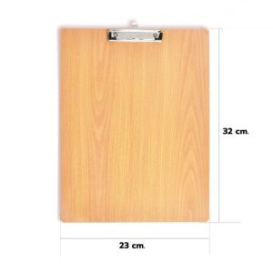 AT.MALL คลิปบอร์ดลายไม้ A4 (23x30 ซม.) | แผ่นรองเขียนสีไม้ | คลิปโลหะหนีบแน่น | มีรูสำหรับแขวน รุ่น 7088