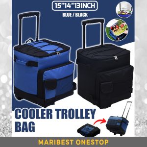 Cooler Thermal storage Bag with Wheel picnic camping Outdoor bag Collapsible Cooler on Wheels for Long Distance Shopping