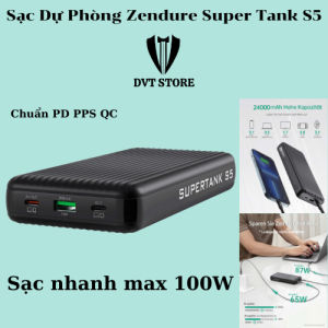 Pin Dự Phòng SUPER TANK S5 24.000mah 100w Zedure - Sạc Siêu Nhanh 100W