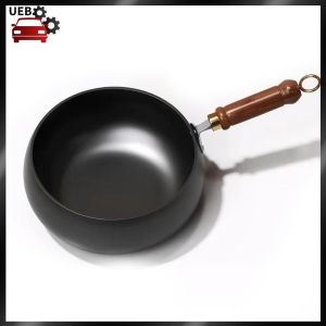 [Ueb Wholesale Mall] Belly Shape Frying Pan Anti Scald Handle Non-Stick Cooking Pan Multifunctional Flat Frying Pot 9.4 Inch for Kitchen Camping