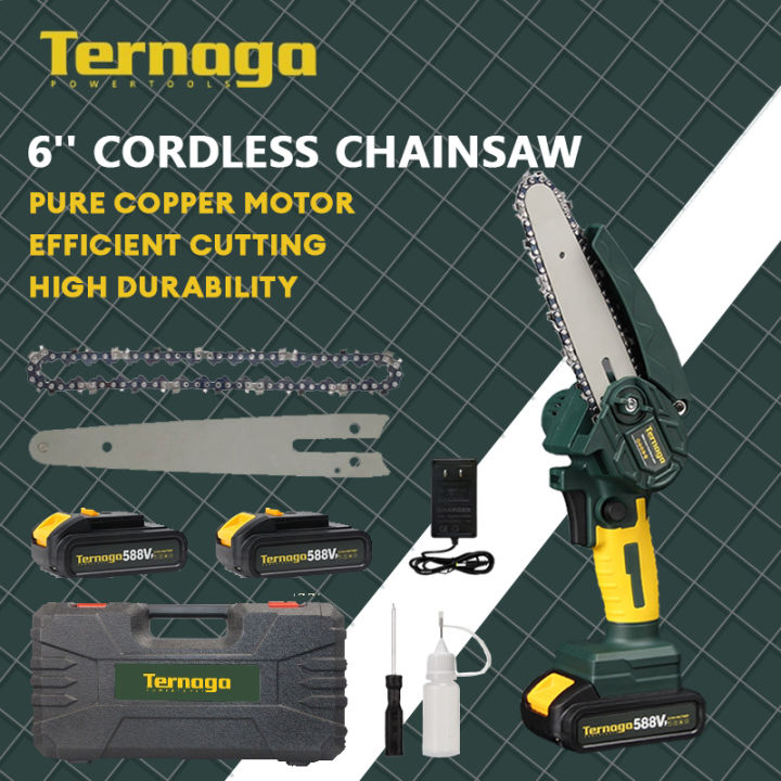 Ternaga Cordless Chainsaw Battery Electric Pruning Saw Chainsaw  Rechargeable Lithium Battery Mini Chainsaw Electric Saw