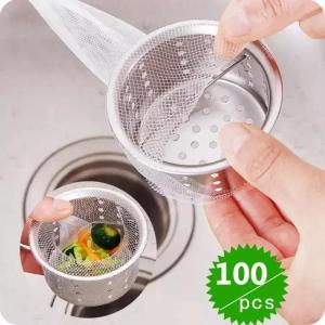 100 Pieces Kitchen Sink Filter Disposable Mesh Sink Filter Bags for Collecting Kitchen Waste and Leftover Waste for Drainage