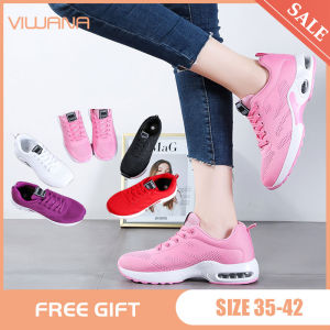 VIWANA Women Sports Shoes Big Size 35-42 Korean Style Black White Sneakers Breathable Soft Wedge Lace Up Casual Running Shoes For Women