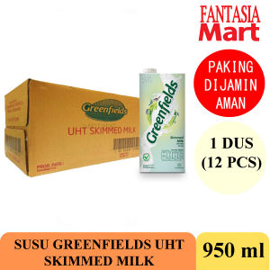 GREENFIELDS SUSU SKIMMED 950 ML UHT DUS ISI 12 PCS FUN CORNER DENGAN PAKING AMAN