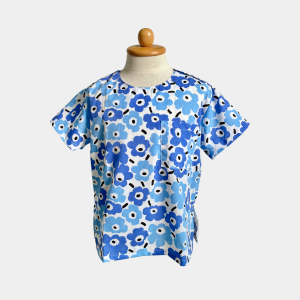 ชุดเด็ก เสื้อคอกลมลายดอก กระดุมไหล่