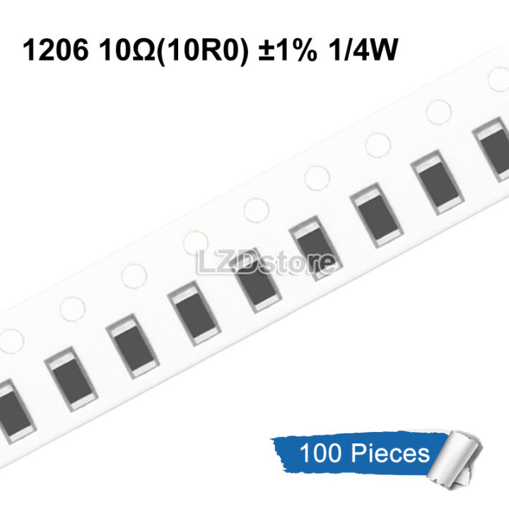 100pcs 1206 SMD Resistor 1% 10R0 5100 10R 510R 10ohm 510ohm SMD 0.25W 1 ...