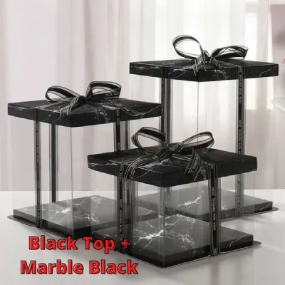 Heighten Transparent Cake Box Ready Stock birthday gift box packaging Premium Marble