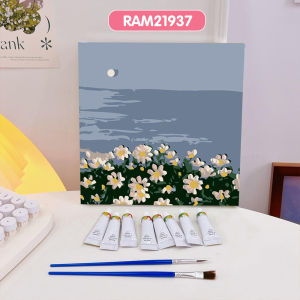 Mamibayi Paint By Number Kit Canvas 20*20CM Diy Floral Scenery Kanvas Lukis Set