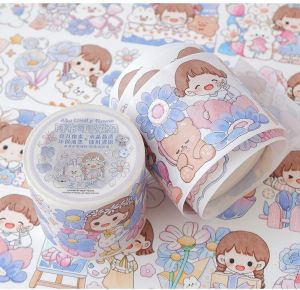 Cuộn WashiTape họa tiết Telado siêu dễ thương trang trí sổ tay Đồ chơi hình dán ABU lovely flower xinh xắn Chiết chu kỳ