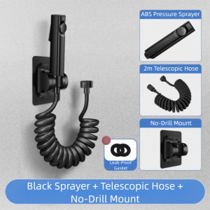 FEELDG Self Cleaning Handheld Bidet Sprayer Wall Bracket No Punch Toilet Bidet Faucet Handheld ABS Bathroom Bidet Spray Bathroom Toilet Cleaning