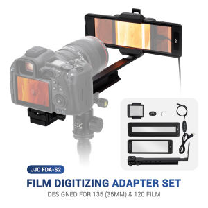 JJC Camera Film Digitizing Adapter Kit for 120 35mm Film Negative Converting to DigitalAdjustable Rod Film Digitizer Converter with 11-Levels Brightness Backlit Panel and Film Holder