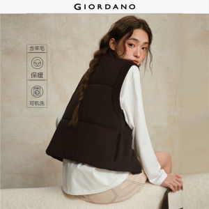 Giordano Women Short Knitted Padded Vest with Stand Collar Free Shipping 18375913