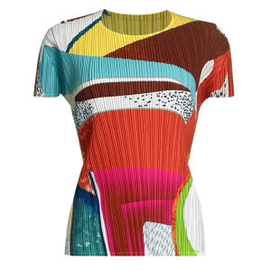 Pleated Casual Womens Printed Short-Sleeved Drooping Straight Pants or T-shirt 5924