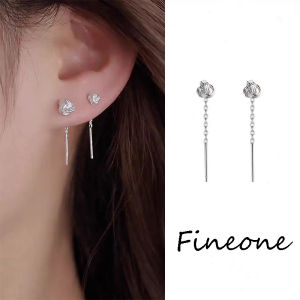 ต่างหูระย้าปมสีเงินสำหรับต่างหูสวยงามของผู้หญิง