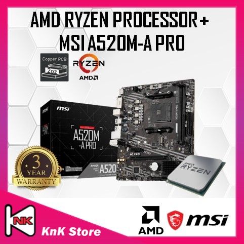 MSI A520M-A PRO A520 AM4 Motherboard AMD RYZEN