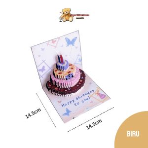 Kartu Ucapan Kue Ulang Tahun 3D Kupu-Kupu Happy Birthday Card Musik+Led Nyala Suara