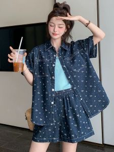 ผู้หญิงแฟชั่นขี้เกียจฤดูใบไม้ผลิและฤดูร้อนใหม่กางเกงยีนส์สองชิ้นชุดลําลองชายขนาดเล็กสไตล์ต่างประเทศเพื่อลดอายุ