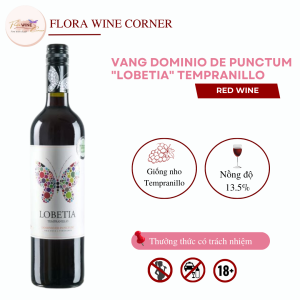Rượu vang đỏ Tây Ban Nha Dominio De Punctum "Lobetia" Tempranillo– Nồng độ 13.5% Alc 750ml - Nhập khẩu Chính Hãng