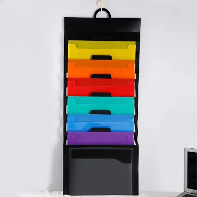 [Fast Shipping] Hanging Wall File Organizer 6 Pockets Rainbow File Storage Bag for School Office