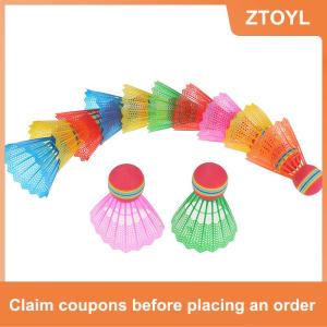 【ZTOYL】 12 PCS cầu lông EVA cầu vồng bóng Đầu nylon lông cầu lông cho trò chơi thể thao