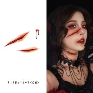 {SG Local} Halloween Face Tattoo Makeup Sticker Cracked Skin Red Bloodshot Veins Scary Face Makeup Stickers