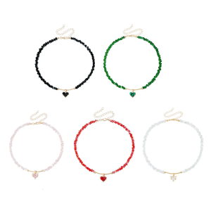 Chic Love Themed Rhinestones Necklace With Premium Glass Beads Versatile Clavicle Chain For Casual Or Formal Outfits