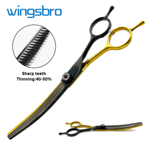 wingsbro Curved sharks scissors for dog grooming curved dog thinning scissors curved cat scissors designed for pet groomers or home DIY use