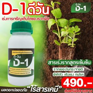 D1 ดีวัน ปุ๋ย อาหารเสริมพืช ส่งฟรี เร่งราก เร่งใบ รากเยอะ ใบกระจายดี พืชโตไว แข็งแรง ทนโรค เร่งดอก ราก ใบ พืชสวนครัวงดงาม