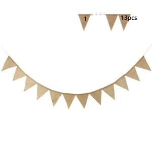 [Eqrbtl] 13 Flags Vintage Jute Hessian Burlap Bunting Banner Wedding party Photography Props Celebration Party Decoration Banner