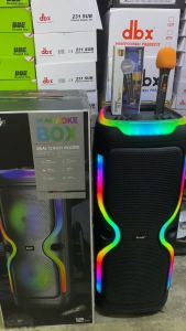 FREE USB with Mp3 songs Brudo BTS-2147 Trolley portable speaker LED light 3600mah with 1 rechargeable wireless and 1 wired microphone