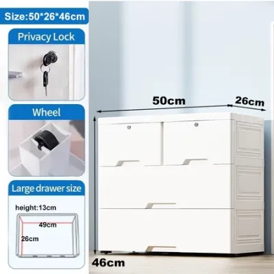 JJ.SG Plastic Storage Drawer Cabinet With Lock Thickened Drawer Cabinet With Wheels Space Saving
