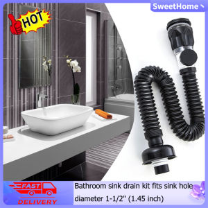 Kitchen Sink Drain Pipe Flexible Stretchable Deodorant Strainer Pipeline Bathroom Washbasin Anti-Blockage Accessories (1Pc)