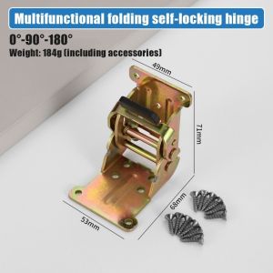 ฉากยึดขาโต๊ะพับ 0/90/180 องศา ล็อคตัวเอง บานพับโลหะชุบสังกะสี ปุ่มควบคุมสองด้าน รับน้ำหนัก100kg ปรับได้ง่าย ขนาดเล็กไม่เห็น เหมาะสําหรับโซฟาเบด เฟอร์นิเจอร์ DIY สำนักงาน ครัวเรือน