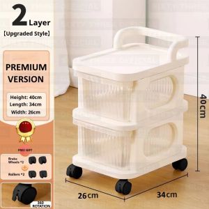 【✨Nordic Transparent Trolley】SIXTYTHREE Drawer Storage Rack with Wheels Rak Serbaguna Baby Organizer Multi-Layer Cart