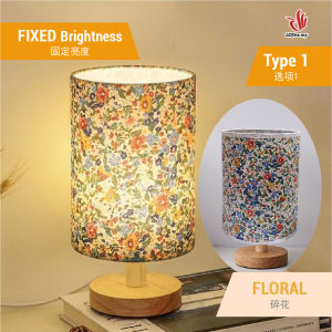Solid Wood Cylinder LED Night Decoration Light Table Lamp Desk Bedside Lamp Lampu Bilik Tidur Lampu Katil实木布艺圆柱卧室床头灯