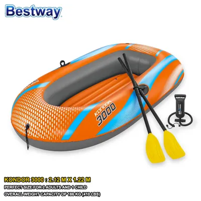 BESTWAY KONDOR RAFT SET 61142 / 61146 Inflatable Double Kayak Canoe Float Boat Bot Mancing Bot Angin