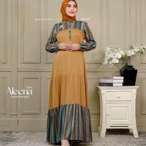 Aleena Dress Gamis Wanita Dewasa Muslim Rayon Premium Motif Lengan Panjang Gamis Arrafi Model Sekarang Motif Terbaru