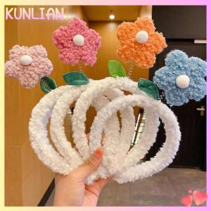 [KUNLIAN] Creative Lamb Plush Flower Hairbands For Girl Woman Cute Korean Headwear Head Hoop Headbands Hair Accessories Ornaments