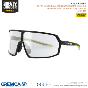 Safety Jogger YALA CLEAR Safety Glasses Extra Large UV Protection Impact-F ANSI Z87.1 EN ISO 16321