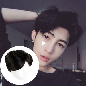 Original Men Black Synthetic Hair Centre Parting Full Hair Wigs Handsome Restyleable Wigs