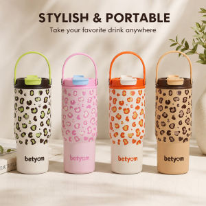 HoneyLion - Ceramic Lined Tumbler 750ml 304 Stainless Steel Insulated Cup Leakproof Straw Lid Tea Infuser with Handle for Travel
